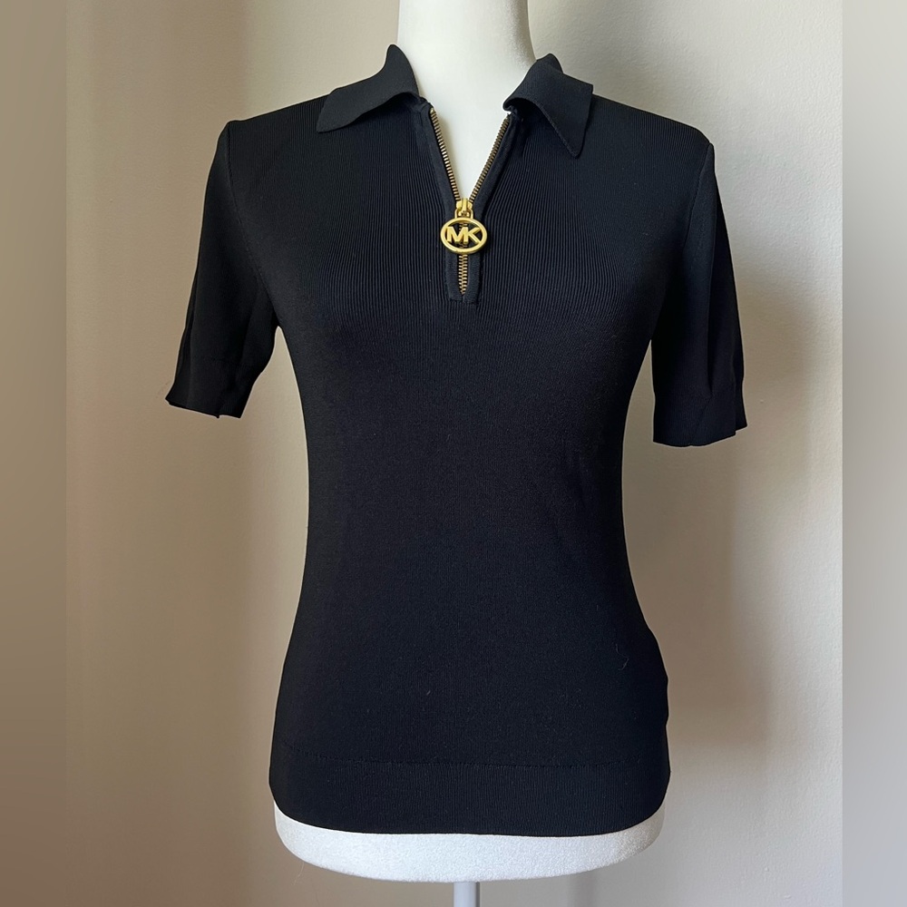 Michael Kors Blue Fitted Polo Top